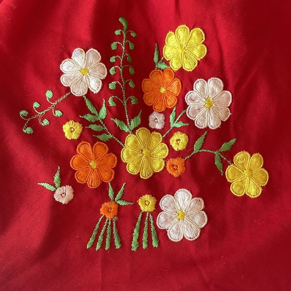 Hand Embroidered Red Boho Top - Picture 2 of 5